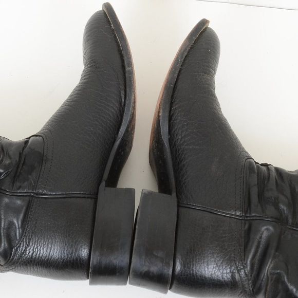 Vintage Tony Lama Black Roper Western Cowboy Boots Size 11D - USA - Style CT456 - Picture 8 of 12